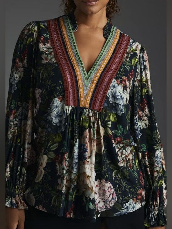 Blank London Tops - Blank London Anthropologie Stephanie Floral Embroidered Top Size Medium